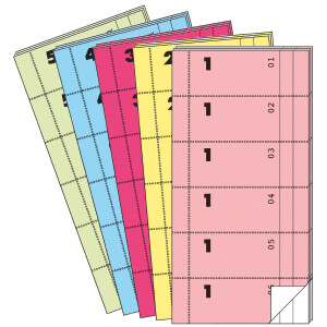 Bonbuch Avery Zweckform 830 - 105 x 198 mm farbig sortiert 2 x 50 Blatt 300 Bons Pckg/5