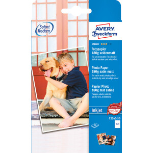 Fotopapier Avery Zweckform Classic Inkjet C2743-50 - 10 x 15 cm hochweiß für Inkjetdrucker seidenmatt 170 g/m² Pckg/50
