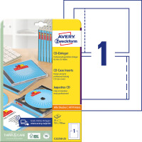 CD Einleger Avery Zweckform C32250-25 - A4 für Juwel-Case 151 x 118 mm weiß permanent mikroperforiert Karton alle Druckertypen Pckg/25