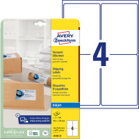 Versandetikett Avery Zweckform J8169-25 - A4 99,1 x 139 mm weiß permanent spezialbeschichtet Papier für Inkjetdrucker Pckg/100
