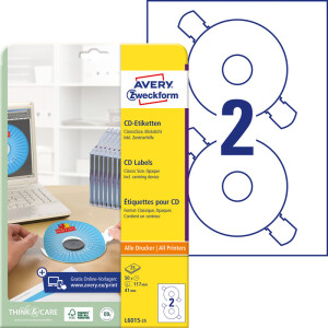 CD Etikett Avery Zweckform L6015-25 - A4 ClassicSize...