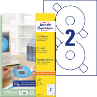 CD Etikett Avery Zweckform L6015-25 - A4 ClassicSize Ø 117 mm weiß permanent matt blickdicht Papier für alle Druckertypen Pckg/50