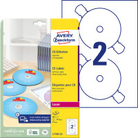 CD Etikett Avery Zweckform L7760-25 - A4 SuperSize Ø 117 mm weiß permanent glänzend Papier für Farblaserdrucker Pckg/50