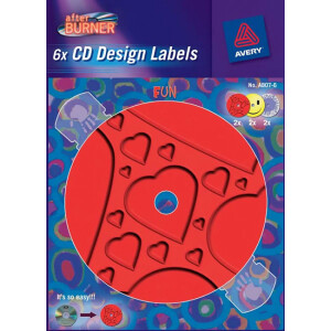 CD Etikett Avery Zweckform AB07-6 - A4 SuperSize &Oslash; 116 mm rot permanent matt blickdicht Papier f&uuml;r alle Druckertypen Pckg/6
