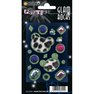 Sticker Glam Rocks Herma 6004 - Teddy permanent haftend Fleece mit Strasssteinen Pckg/16