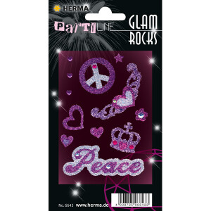 Sticker Glam Rocks Herma 6643 - Peace permanent haftend Strasssteine Pckg/12