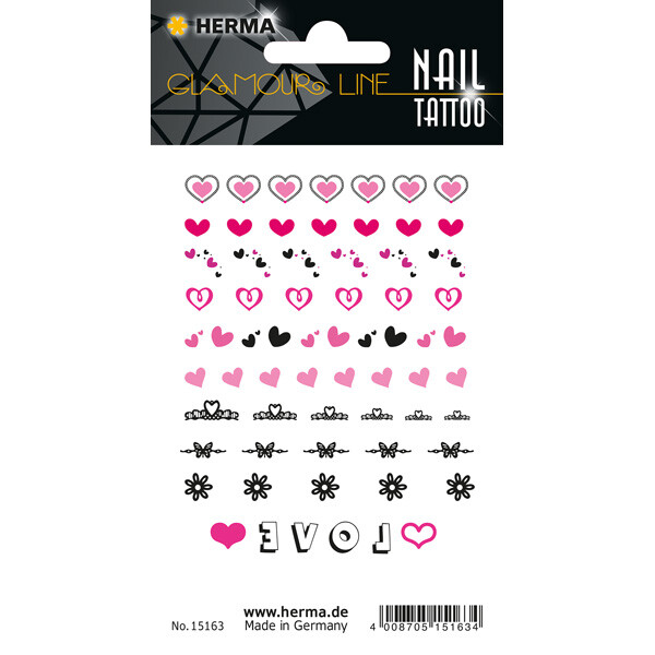 Tattoofolie Herma Classic Nail 15163 - Hearts Nageltattoo ablösbar Pckg/66