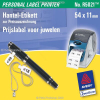 Etikettendrucker Rollenetikett Avery Zweckform R5021 - auf Rolle Hantel-Etikett 54 x 11 mm weiß permanent Thermopapier für Thermodrucker Pckg/600