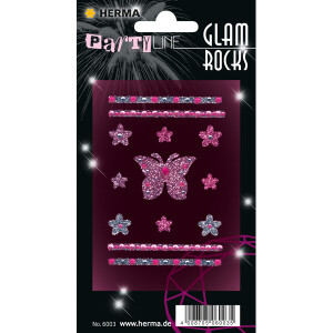 Sticker Glam Rocks Herma 6003 - Pink Butterfly permanent haftend Strasssteine Pckg/13