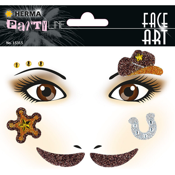 Tattoofolie Herma Face Art 15315 - Cowboy Gesichtstattoo ablösbar 1 Bogen
