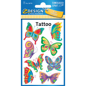 Tattoofolie Avery Zweckform Kids 56742 - Schmetterling ablösbar Pckg/8