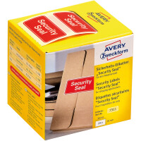 Versandpapiersicherheitsigel Avery Zweckform 7311 - auf Rolle 38 x 20 mm rot fälschungssicher Security Seal/weiß abgerundete Ecken VOID-Folie Pckg/200