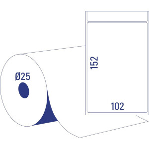 Zebra Etikett Avery Zweckform rsetzt TD8050-25 - auf Rolle Rollenkern 25mm 102 x 152 mm wei&szlig; permanent Papier f&uuml;r Thermodrucker Pckg/950