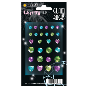 Sticker Glam Rocks Herma 15433 - Diamonds Mint and Light Blue permanent haftend Strasssteine Pckg/28
