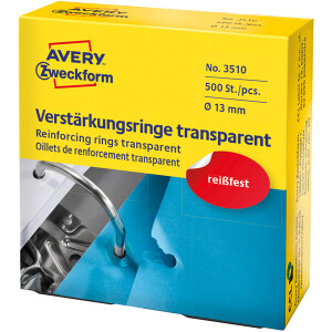 Lochverstärkungsring Avery Zweckform 3510 - Ø 13 mm transparent Pckg/500