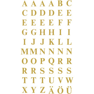Buchstabenetikett Avery Zweckform 3727 - auf Bogen A-Z 7,5 mm gold permanent selbstklebend Folie bedruckt Pckg/120