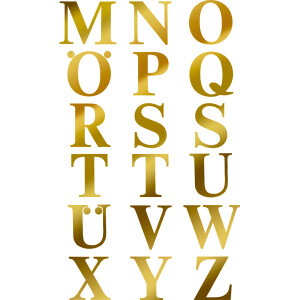Buchstabenetikett Avery Zweckform 59127 - auf Bogen A-M 16 mm gold permanent selbstklebend Folie bedruckt Pckg/36
