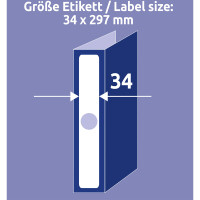 Ordnerrückenschild Avery Zweckform L4756 - 34 x 297 mm weiß schmal / lang selbstklebend für alle Druckertypen Pckg/125