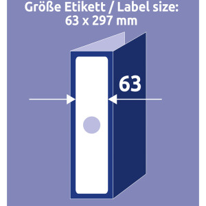 Ordnerrückenschild Avery Zweckform L4757 - 63 x 297 mm weiß breit / lang selbstklebend für alle Druckertypen Pckg/75