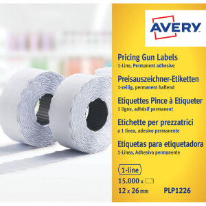Preisauszeichneretikett Avery Zweckform PLP1226 - auf Rolle 26 x 12 mm wei&szlig; permanent Papier f&uuml;r Preisauszeichner Pckg/15000