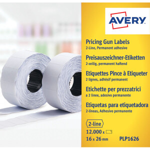 Preisauszeichneretikett Avery Zweckform PLP1626 - auf Rolle 26 x 16 mm wei&szlig; permanent Papier f&uuml;r Preisauszeichner Pckg/12000