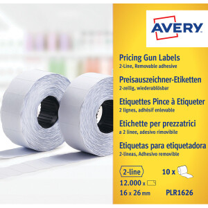 Preisauszeichneretikett Avery Zweckform PLR1626 - auf Rolle 26 x 16 mm weiß ablösbar Papier für Preisauszeichner Pckg/15000