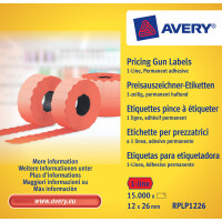 Preisauszeichneretikett Avery Zweckform RPLP1226 - auf Rolle 26 x 12 mm rot permanent Papier für Preisauszeichner Pckg/15000