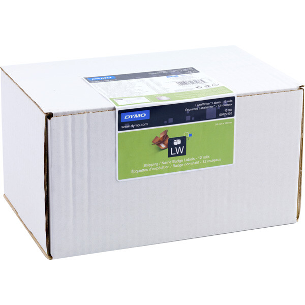 Etikettendrucker Rollenetikett Dymo 13186 - auf Rolle Versand-Etikett 54 x 101 mm weiß permanent Thermopapier für Thermodrucker Karton/12x220