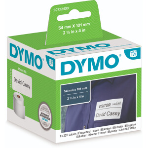Etikettendrucker Rollenetikett Dymo 99014 - auf Rolle Versand-Etikett 54 x 101 mm weiß permanent Thermopapier für Thermodrucker Pckg/220