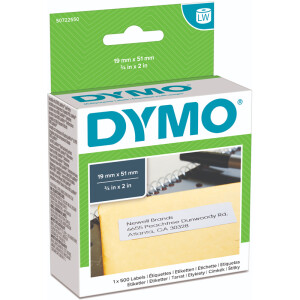 Etikettendrucker Rollenetikett Dymo 11355 - auf Rolle Vielzweck-Etikett 19 x 51 mm weiß ablösbar Thermopapier für Thermodrucker Pckg/500
