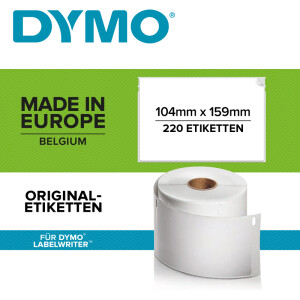 Etikettendrucker Rollenetikett Dymo S0904980 - auf Rolle Versand-Etikett 104 x 159 mm weiß permanent Thermopapier für Thermodrucker Pckg/220