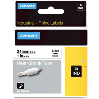 Schriftbandkassette Dymo 1805443 - 24 mm x 1,5 m Rhino-	Heißschrumpfschlauch schwarz auf weiß selbstklebend Polyolefin Endlos