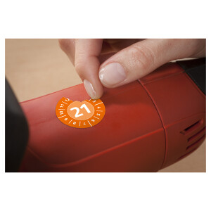 Prüfplaketten Avery Zweckform 6945 - auf Bogen 2021 Ø 20 mm orange permanent manipulationssicher Folie für Handbeschriftung Pckg/120