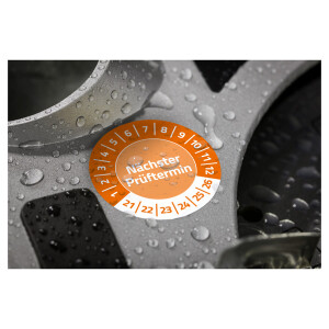 Prüfplaketten Avery Zweckform 6987 - auf Bogen 2021-2026 Ø 20 mm orange permanent wetterfest/widerstandsfähig Vinylfolie für Handbeschriftung Pckg/120