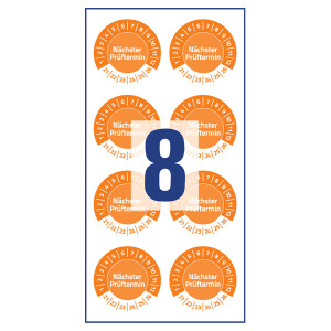 Prüfplaketten Avery Zweckform 6988 - auf Bogen 2021-2026 Ø 30 mm orange permanent wetterfest/widerstandsfähig Vinylfolie für Handbeschriftung Pckg/80