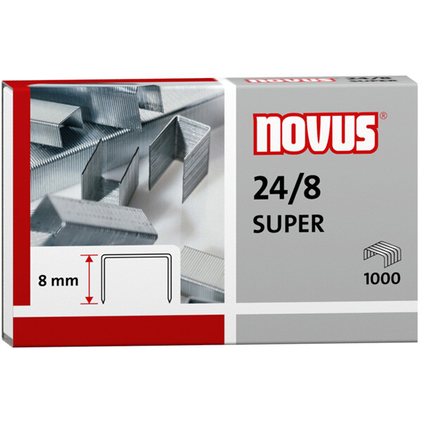 Heftklammer Novus Super 040-0038 - 24/8 50 Blatt Stahl, verzinkt Pckg/1000
