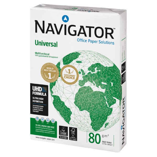 Kopierpapier Navigator Universal 82470A80S - A4 ungeriest 210 x 297 mm weiß universelle Anwendung 169 CIE FSC 80 g/m² Pckg/2500