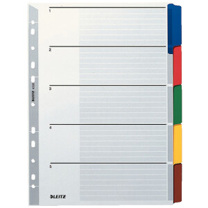 Register Leitz 4320 - A4 farbig blanko 5-teilig Karton...