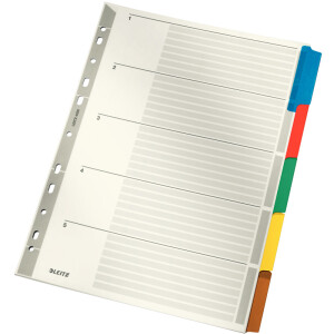 Register Leitz 4320 - A4 farbig blanko 5-teilig Karton...