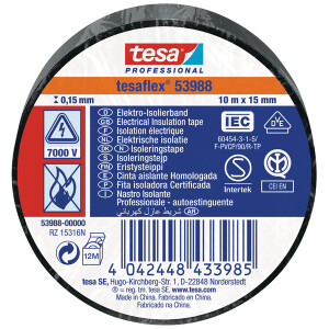 Isolierband tesa tesaflex 53988 - 15 mm x 10 m schwarz...