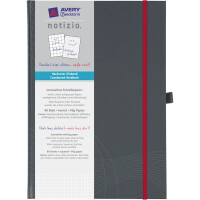 Notizbuch Avery Zweckform Notizio 7029 - A4 210 x 297 mm dunkelgrau kariert 80 Blatt Hardcover-Einband 90 g/m²