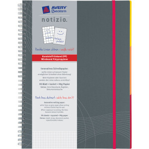 Notizbuch Avery Zweckform Notizio 7017 - A4 210 x 297 mm grau kariert 90 Blatt Kunststoff-Einband 90 g/m²