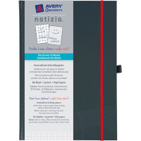 Notizbuch Avery Zweckform Notizio 7027 - A5 148 x 210 mm dunkelgrau kariert 80 Blatt Hardcover-Einband 90 g/m²