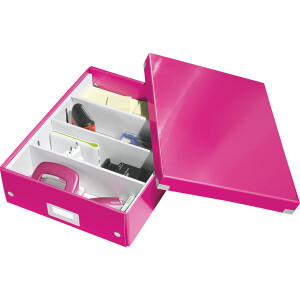 Aufbewahrungsbox Leitz Click & Store 6058 - Mittel 281 x 100 x 370 mm pink Graukarton