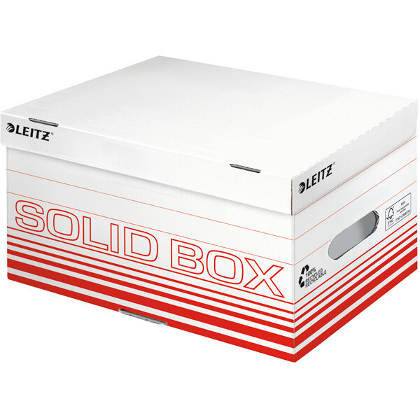Archivbox Leitz Solid 6117 - 370 x 195 x 265 mm hellrot mit Klappdeckel FSC-Wellpappe