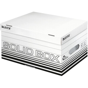 Archivbox Leitz Solid 6117 - 370 x 195 x 265 mm weiß mit Klappdeckel FSC-Wellpappe