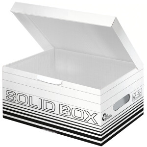 Archivbox Leitz Solid 6117 - 370 x 195 x 265 mm weiß mit Klappdeckel FSC-Wellpappe