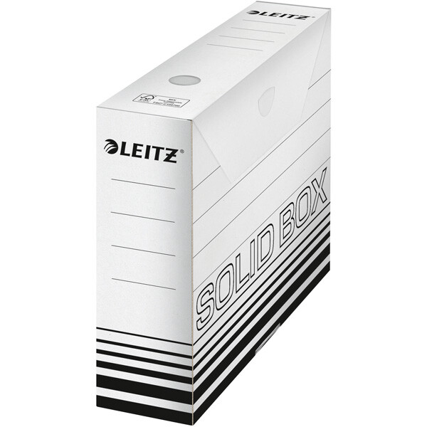 Archivbox Leitz Solid 6127 - 80 x 257 x 330 mm weiß mit Verschlußlasche FSC-Wellpappe