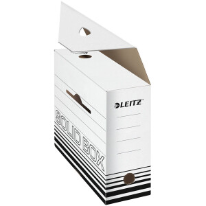 Archivbox Leitz Solid 6128 - 100 x 257 x 330 mm weiß mit Verschlußlasche FSC-Wellpappe