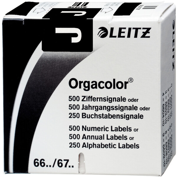 Buchstabensignal Leitz Orgacolor 6619 - 30 x 23 mm schwarz Aufdruck J selbstklebend Pckg/250